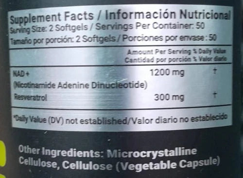 NAD+RESVERASTROL - Cápsulas de Reparación Celular 🌿💡 (60 Cápsulas)