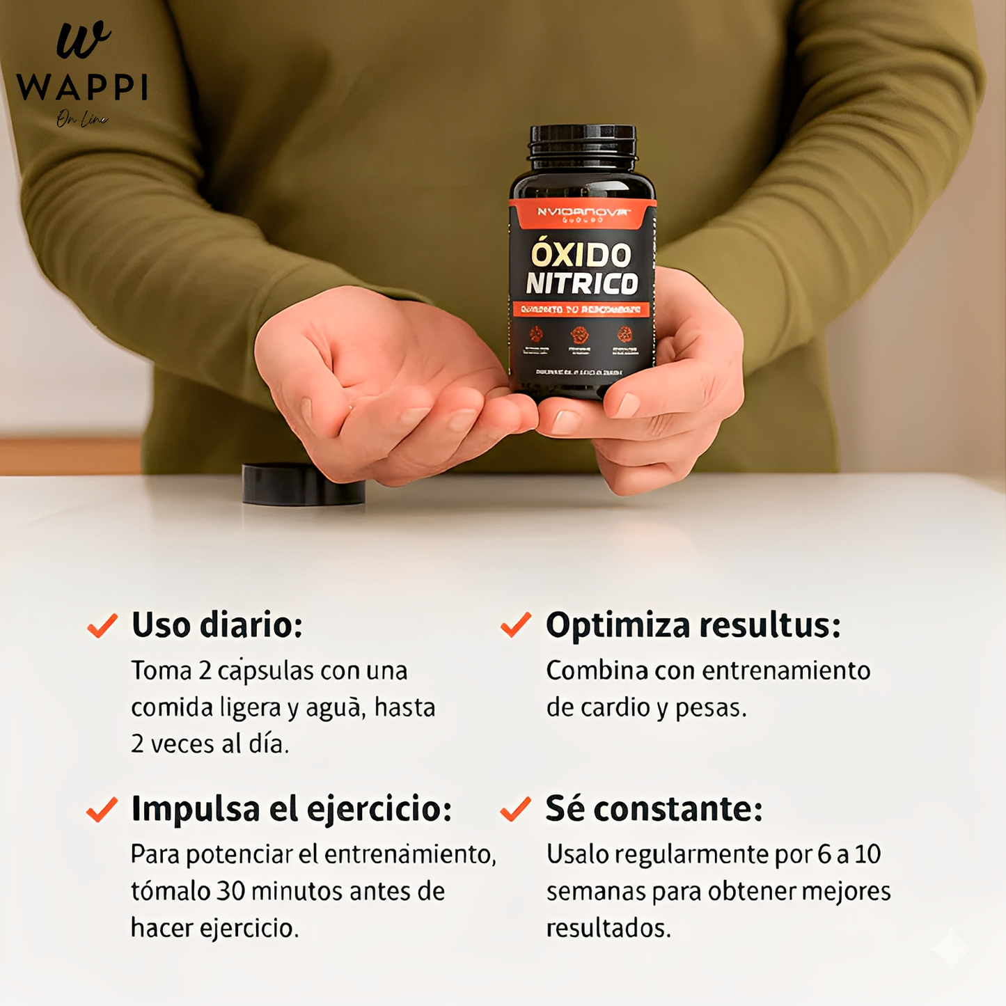 2x1 Óxido Nítrico 1000mg – 60 Cápsulas | Energía y Circulación Saludable