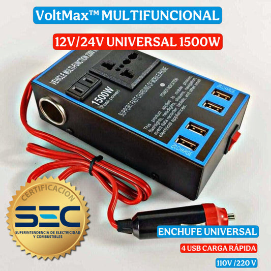 VoltMax™ Inversor Voltaje Auto 1500w 12V a 220V