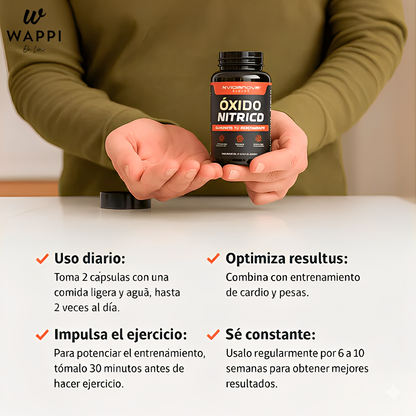 2x1 Óxido Nítrico 1000mg – 60 Cápsulas | Energía y Circulación Saludable