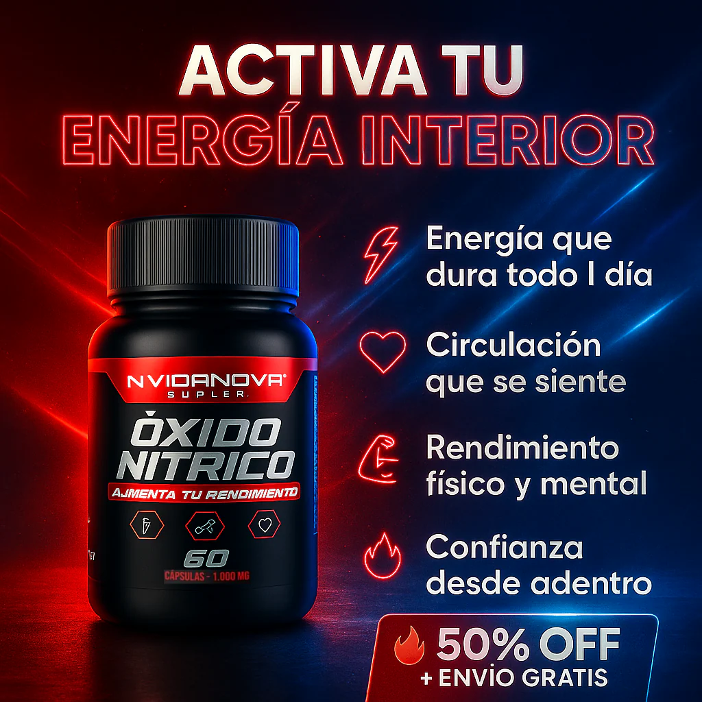 2x1 Óxido Nítrico 1000mg – 60 Cápsulas | Energía y Circulación Saludable